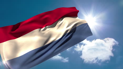 Bandera-Nacional-Holandesa-Ondeando-En-La-Brisa