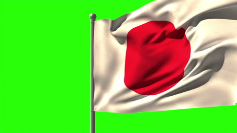 Bandera-Nacional-De-Japón-Ondeando-En-El-Asta-De-La-Bandera