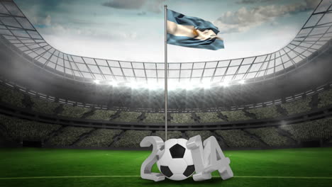 Argentinien-Nationalflagge-Weht-Am-Fahnenmast-Mit-Der-Botschaft-„2014“