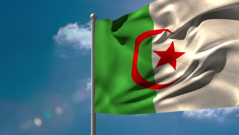 Algeria-national-flag-waving-on-flagpole