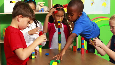Cute-classmates-playing-with-building-blocks