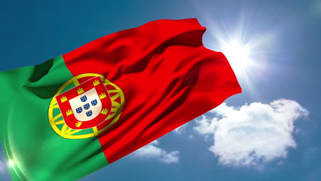 Portugiesische-Nationalflagge-Weht-Im-Wind