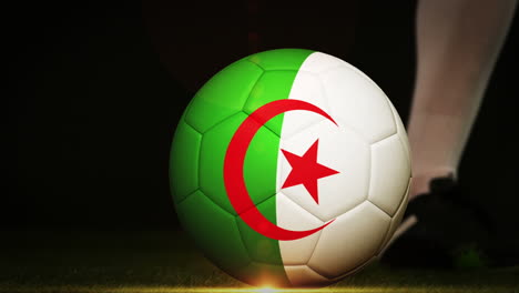 Football-Spieler-Treten-Algerien-Flagge-Ball