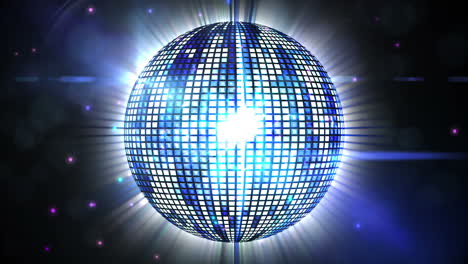 Shiny-blue-disco-ball-spinning-around