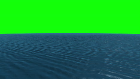 Still-blue-ocean-under-green-screen-sky-