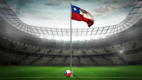 Chile-national-flag-waving-on-flagpole