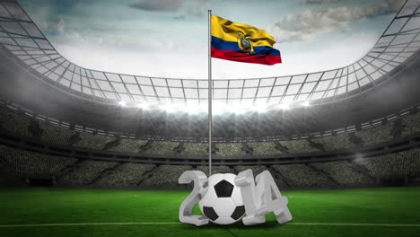 Bandera-Nacional-De-Ecuador-Ondeando-En-Un-Asta-De-Bandera-Con-Mensaje-De-2014