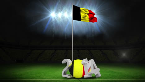 Bandera-Nacional-De-Bélgica-Ondeando-En-El-Campo-De-Fútbol-Con-Mensaje