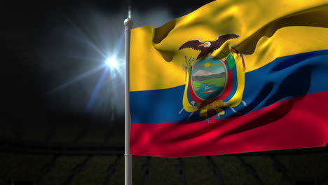 Bandera-Nacional-De-Ecuador-Ondeando-En-El-Asta-De-La-Bandera