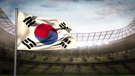 Korea-republic-national-flag-waving-on-flagpole