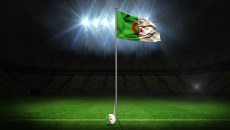 Bandera-Nacional-De-Argelia-Ondeando-En-Un-Asta-De-Bandera-