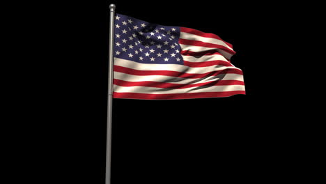 Bandera-Nacional-De-América-Ondeando-En-Un-Asta-De-Bandera