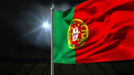Bandera-Nacional-De-Portugal-Ondeando-En-El-Asta-De-La-Bandera