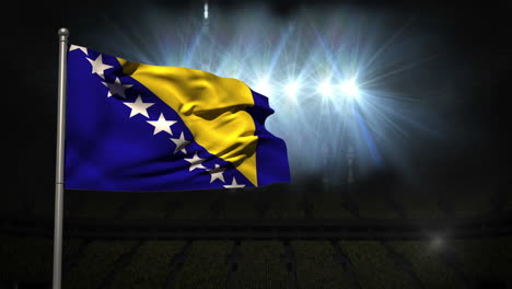 Bosnia-national-flag-waving-on-flagpole