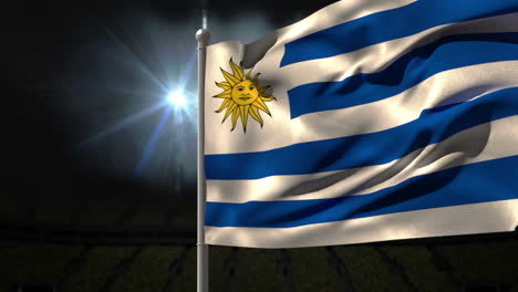 Uruguayische-Nationalflagge-Weht-Am-Fahnenmast