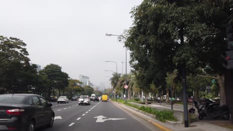 Cars-Driving-at-9-de-Julio-famous-Avenue-of-South-American-Argentine-Capital-POV