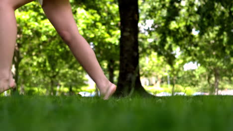 Frauenfüße-Laufen-Auf-Gras