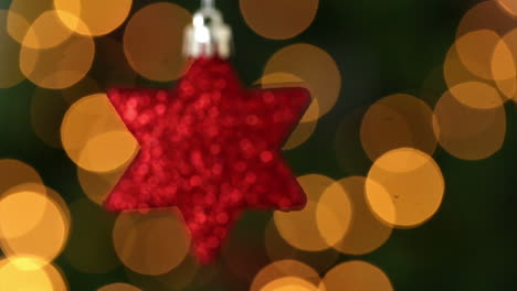 Focus-on-red-star-christmas-decoration