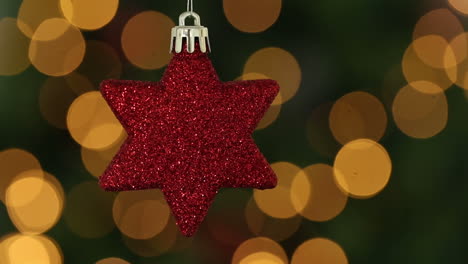 Focus-on-red-star-christmas-decoration