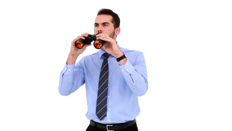 Young-businessman-looking-through-binoculars