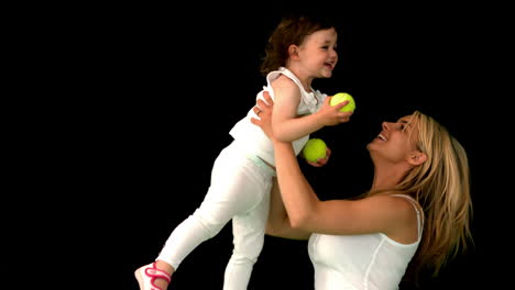 Cute-mother-and-daughter-playing