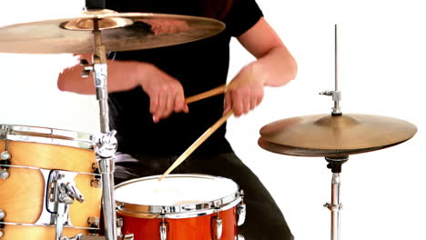 Drummer-playing-his-drum-kit