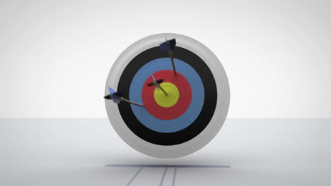 Arrows-flying-towards-dart-board-and-hitting-target