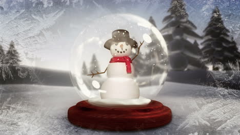Snowman-waving-inside-snow-globe