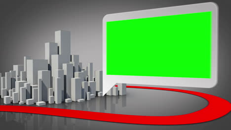 Grey-city-appearing-with-green-screen-display