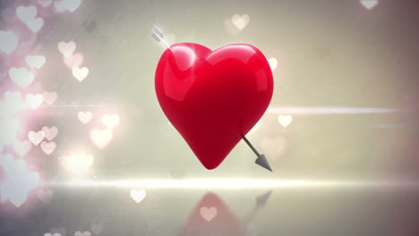 Red-heart-with-an-arrow-turning-on-glittering-background-