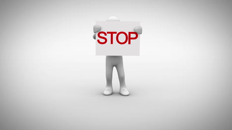 White-character-holding-sign-saying-stop