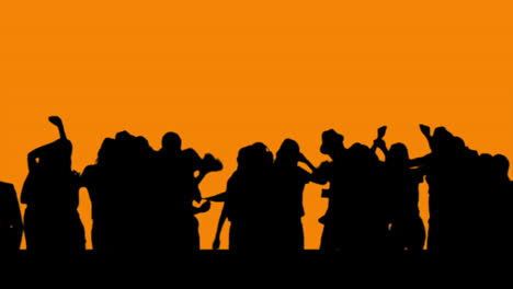 Dancing-crowd-on-orange-chroma-key-screen