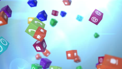 Falling-computer-app-icon-cubes