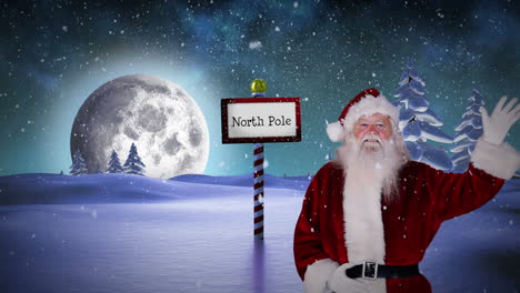 Santa-waving-at-the-north-pole