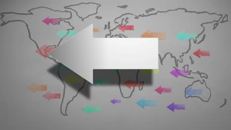 Flechas-Apuntando-A-Través-Del-Mapa-Mundial