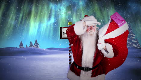 Santa-delivering-presents-at-the-north-pole