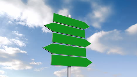 Green-signpost-against-blue-sky