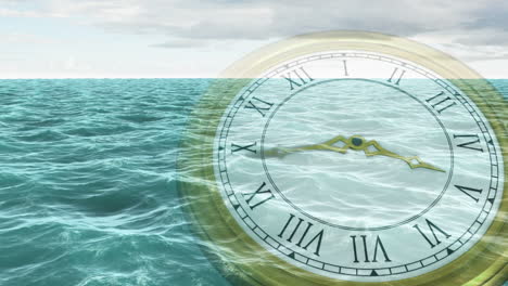 Clock-ticking-against-ocean-animation