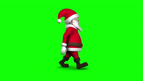 Cartoon-Santa-walking-on-green-background