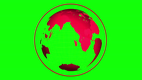 Roter-Globus-Dreht-Sich-Auf-Grünem-Hintergrund