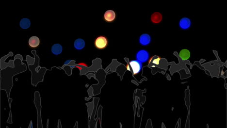 Dancing-crowd-with-glowing-circles-of-light-moving-on-black