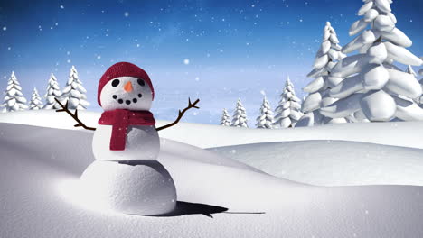 Snowman-in-a-calm-snowy-landscape-