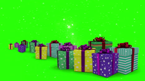 Christmas-presents-appearing-on-green-background
