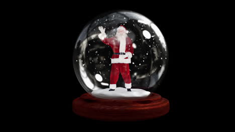 Waving-santa-in-snow-globe-with-alpha-channel