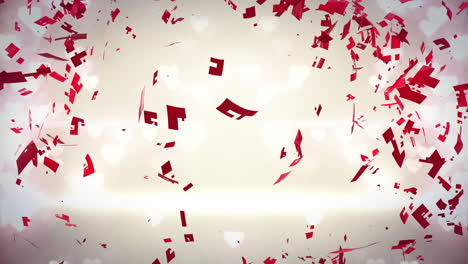 Red-heart-turning-and-exploding-on-glittering-background