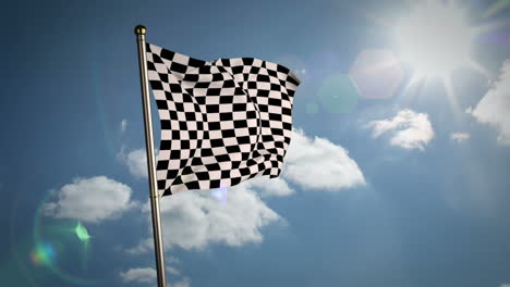 Checkered-flag-against-blue-sky