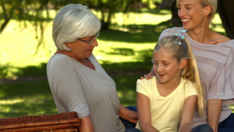 Drei-Generationen-Von-Frauen-Im-Park