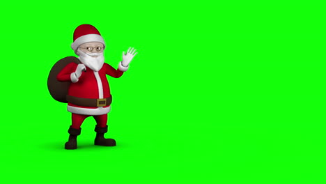 Cartoon-Santa-walking-on-green-background