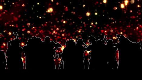 Tanzende-Menschenmenge-Mit-Gelben-Und-Roten-Lichtströmen