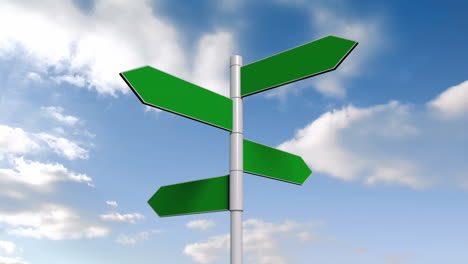 Green-signpost-against-blue-sky